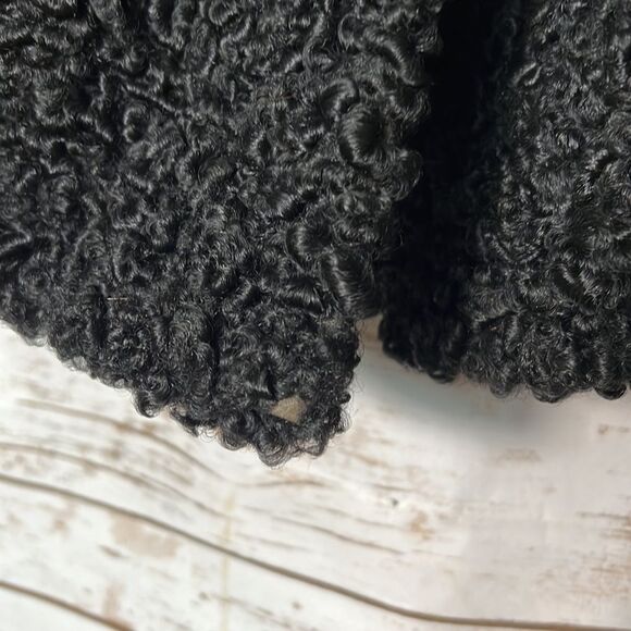 Meyer Epstein Furs London Ontario Unique Black Lambswool Coat With Mink Fur Trim - Picture 9 of 14